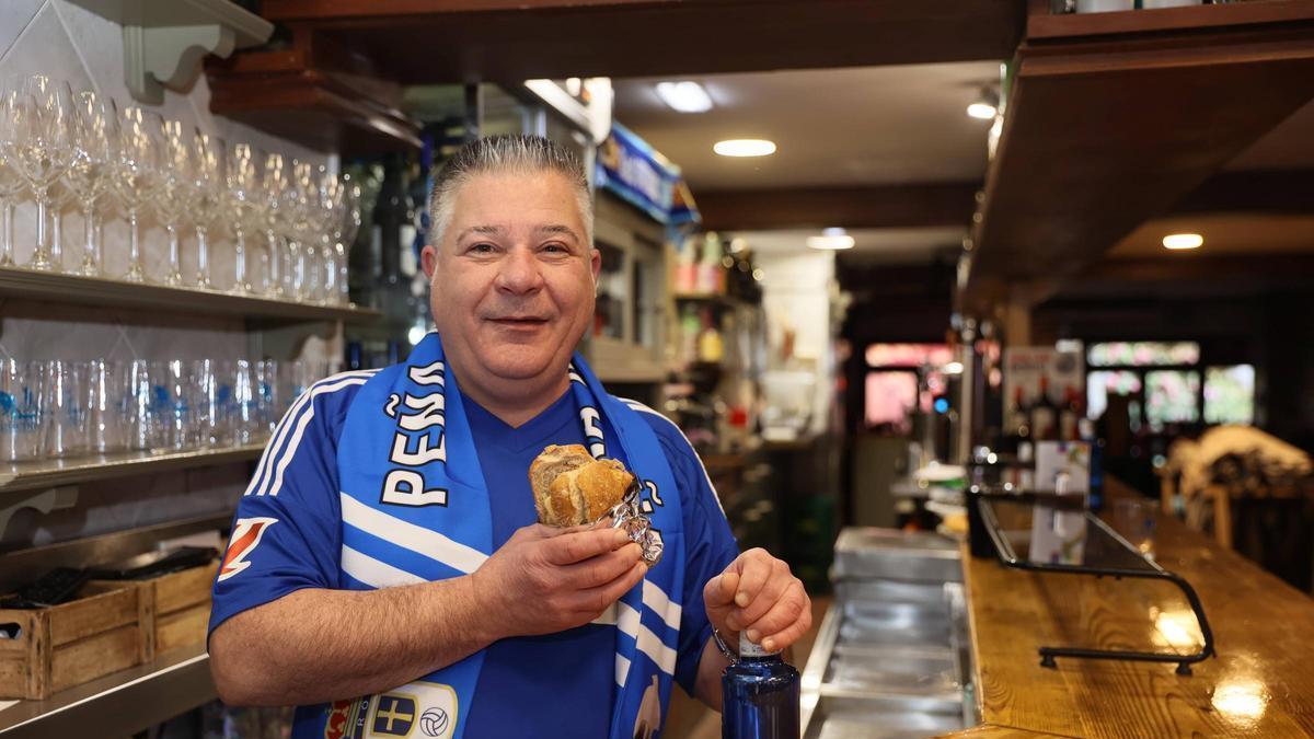 Marco Rodríguez, gerente de la sidrería El Pigüeña: "Tenemos que aplaudir a nuestro equipo, estoy seguro que sacaremos ocho puntos en los partidos que nos quedan"