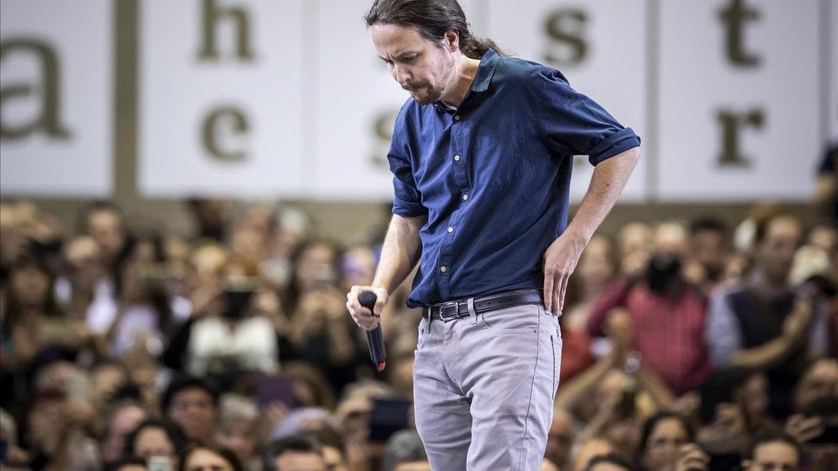 El candidato de Podemos, Pablo Iglesias, en un reciente mitin celebrado en Valencia