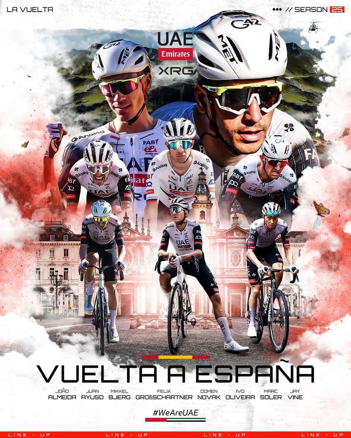 Equipo UAE para la Vuelta.