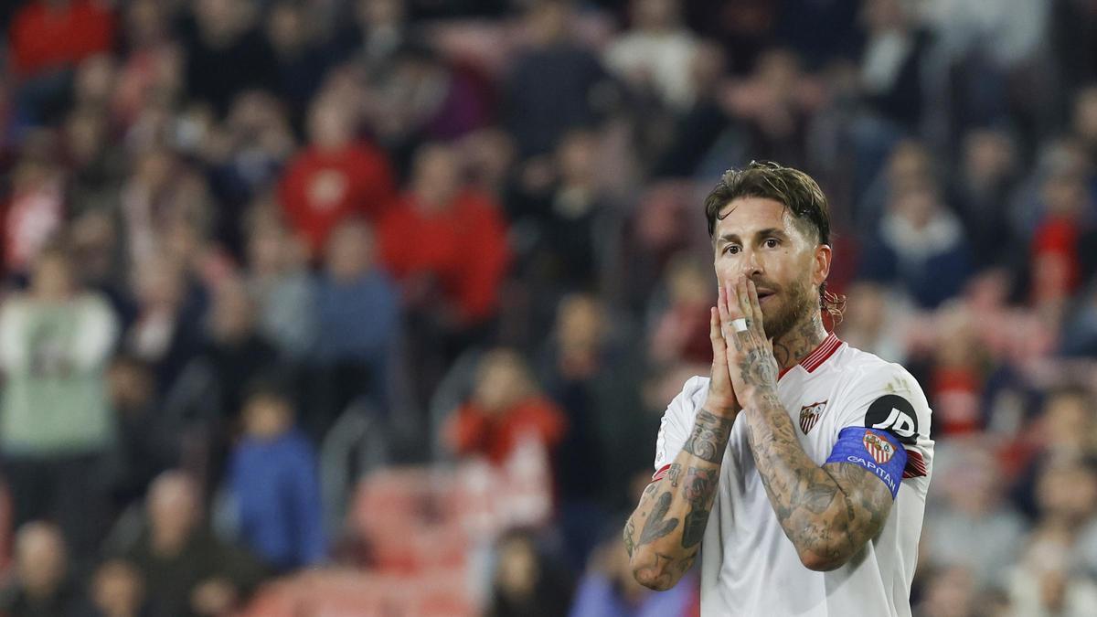 Sergio Ramos en un partido con el Sevilla FC