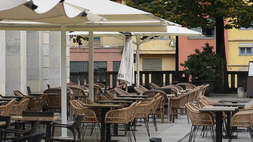 La terrassa d&#039;un bar ahir a Girona.