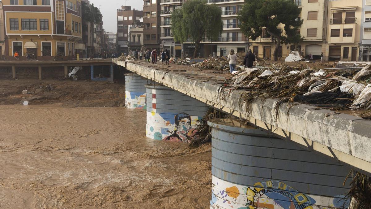 El barranco del Poyo a su paso por Paiporta, en una imagen captada el 30 de octubre.