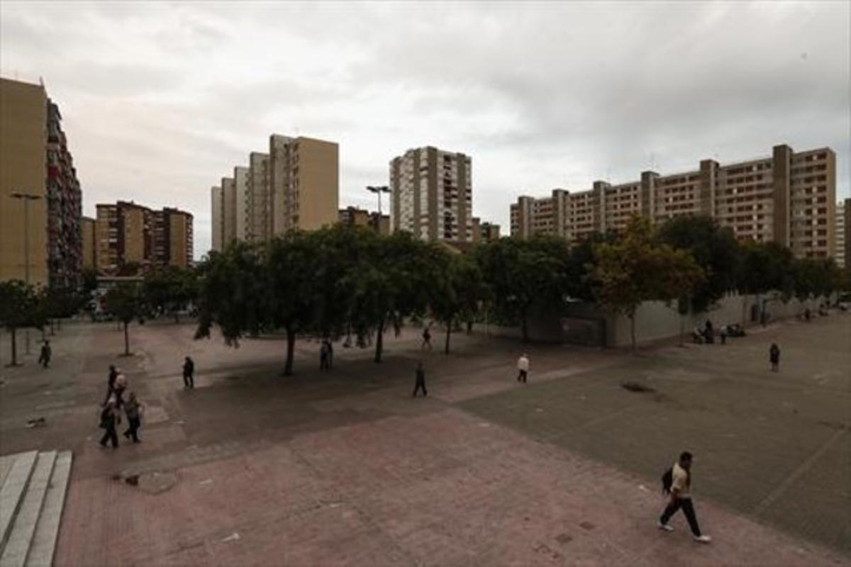 Zona verde en el barrio de Bellvitge.