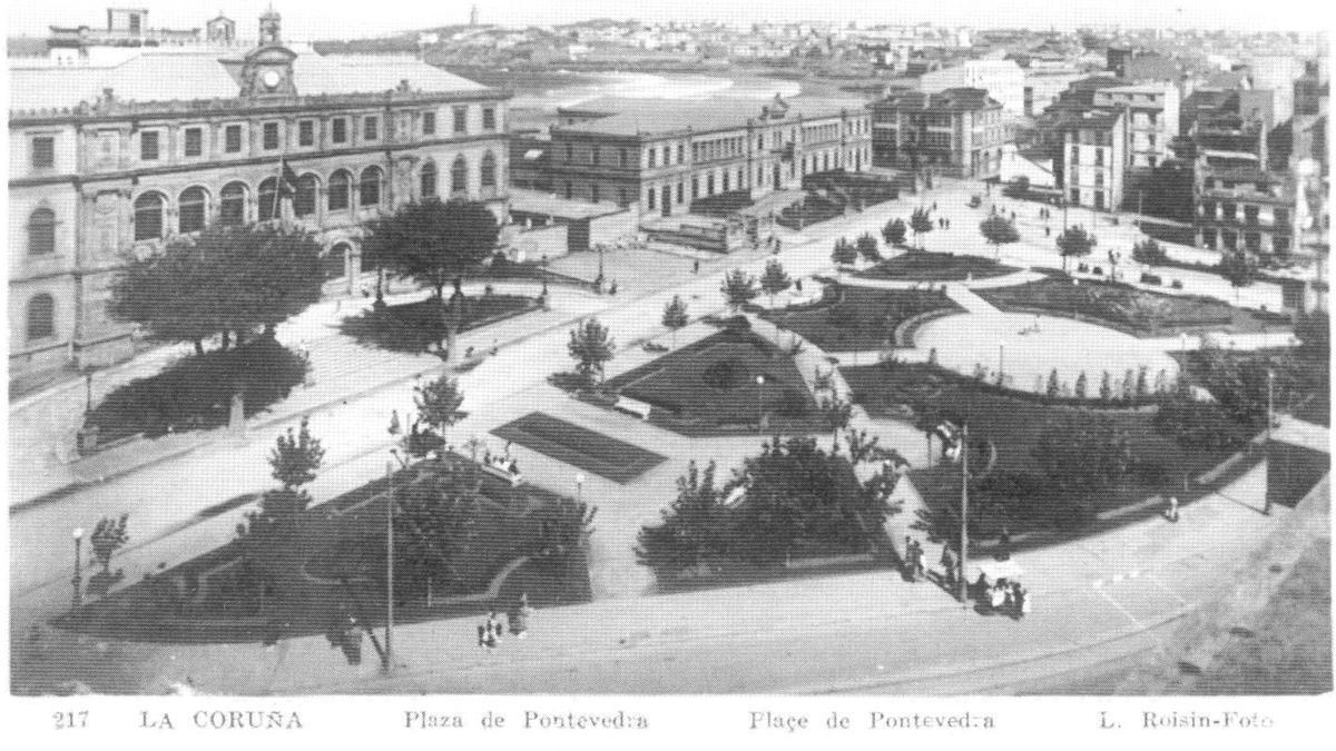 Así ha cambiado la plaza de Pontevedra, en A Coruña, durante los últimos 100 años