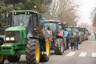 Los agricultores marchan por la N-122 en Aliste: "El campo está herido de muerte"