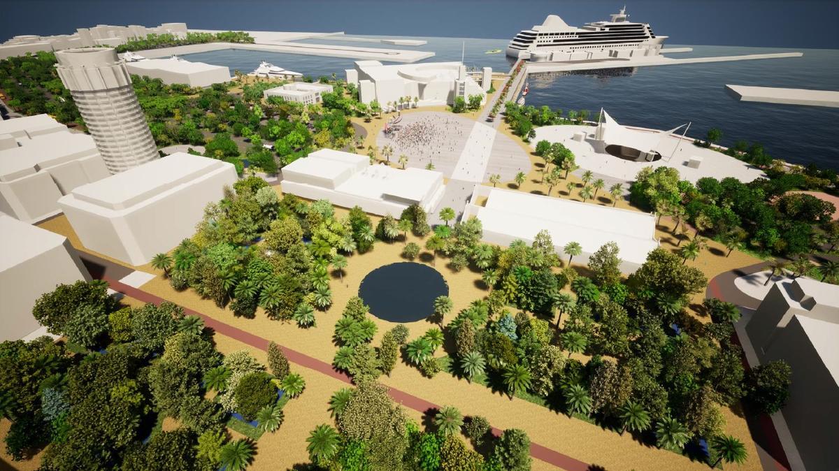 La zona verde planteada por el estudio Onda Arquitectura para el parque Santa Catalina.