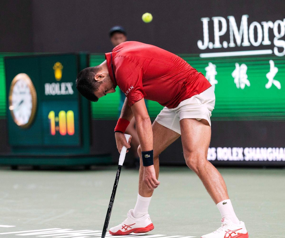 Novak Djokovic, decaído durante su partido