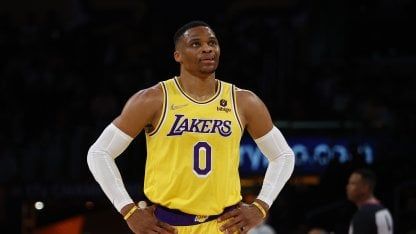 Russell Westbrook en partido con los Lakers
