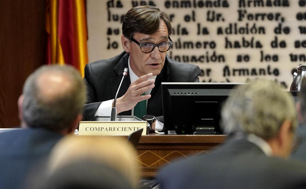 Salvador Illa, exministro, durante su comparecencia en el Senado en la Comisión sobre la venta de mascarillas.