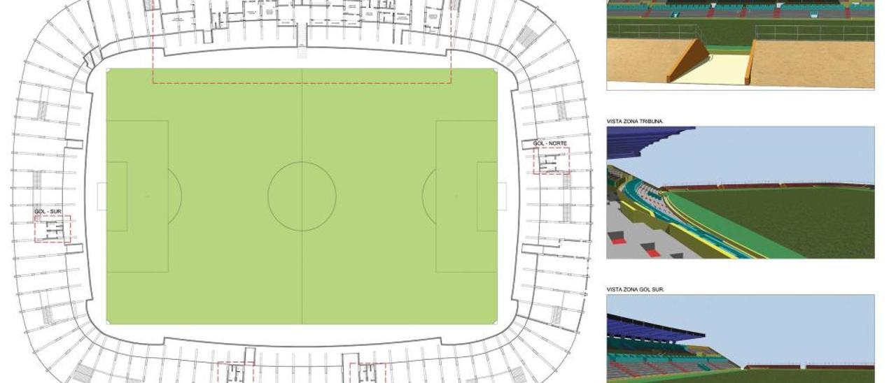 Gráfico del proyecto de reforma del Estadi Balear, que tendría una capacidad para seis mil espectadores.