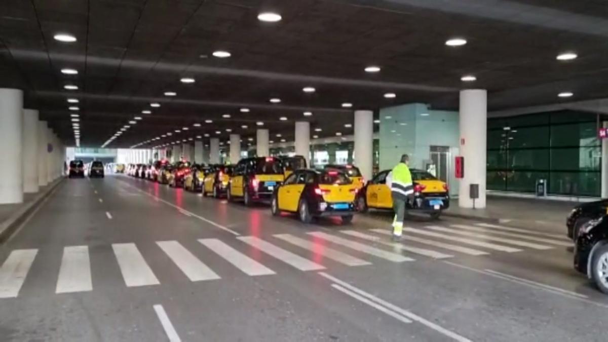 Decenas de taxis pitan a los conductores 'pirata' en El Prat