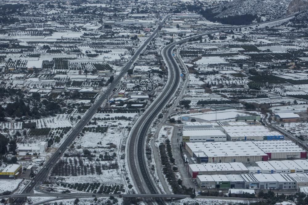 La nevada sobre La Marina, a vista de pájaro