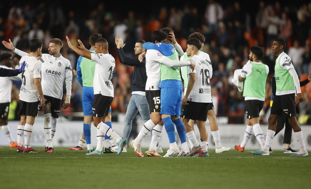 Imagen de la última victoria en Mestalla ante el Osasuna.