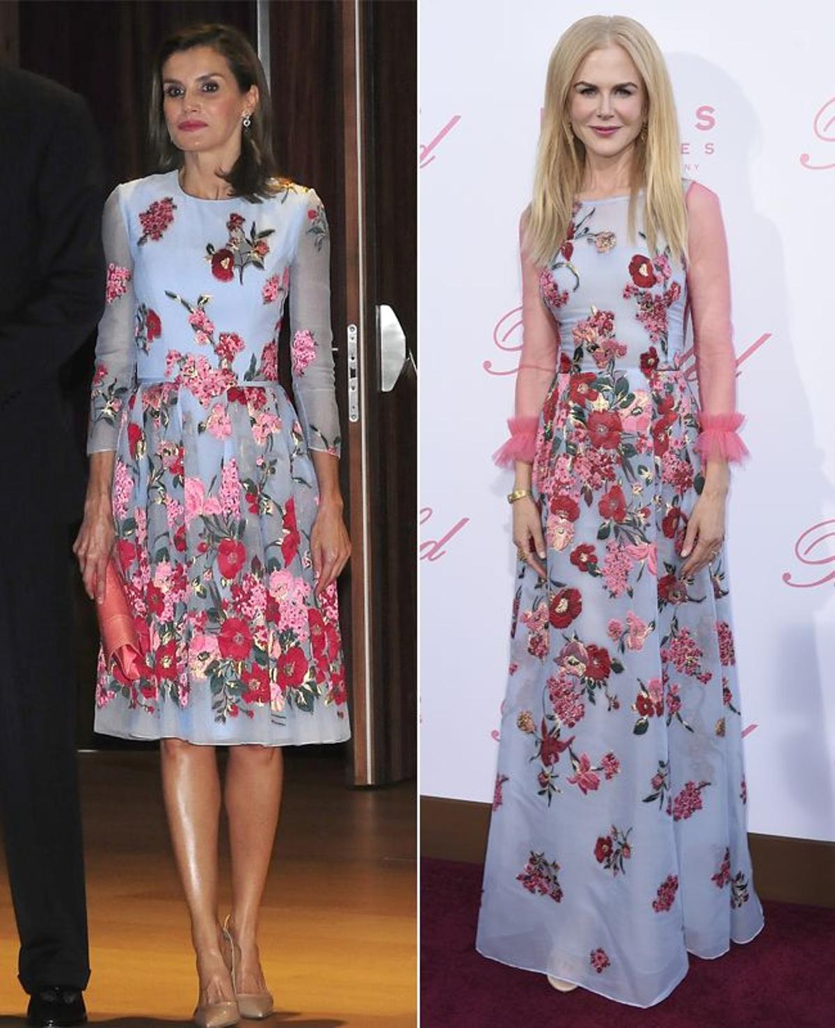 Letizia Ortiz y Nicole Kidman con vestido de Carolina Herrera New York