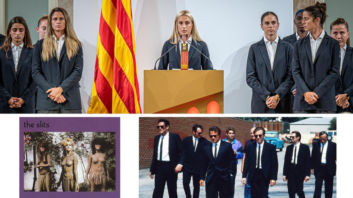 El discurso de Alexia Putellas en el Parlament; la portada de 'Cut', de The Slits, y un fotograma de 'Reservoir dogs'.