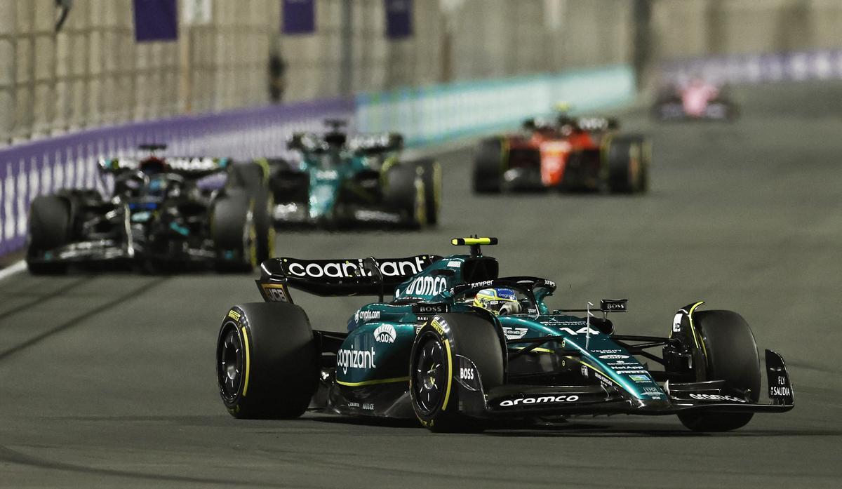 Fernando Alonso, piloto de Aston Martin, durante el GP de Arabia Saudí.