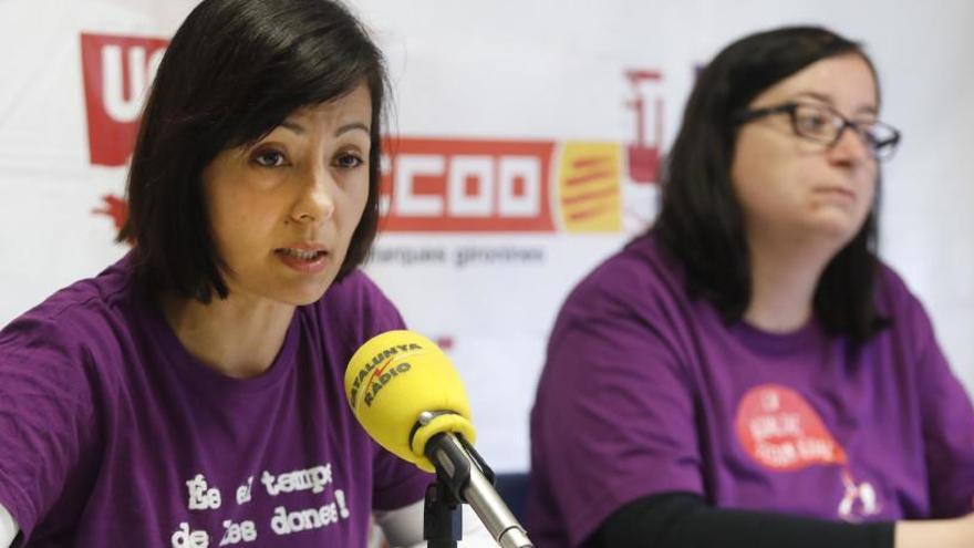 Belén López i Núria Rocadembosch, a la seu dels sindicats