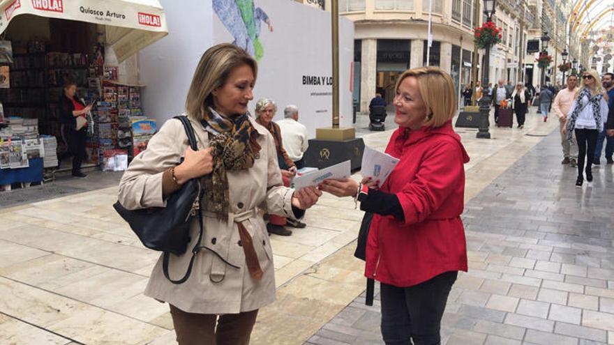 Mariví Romero en un reparto electoral en la calle Larios.