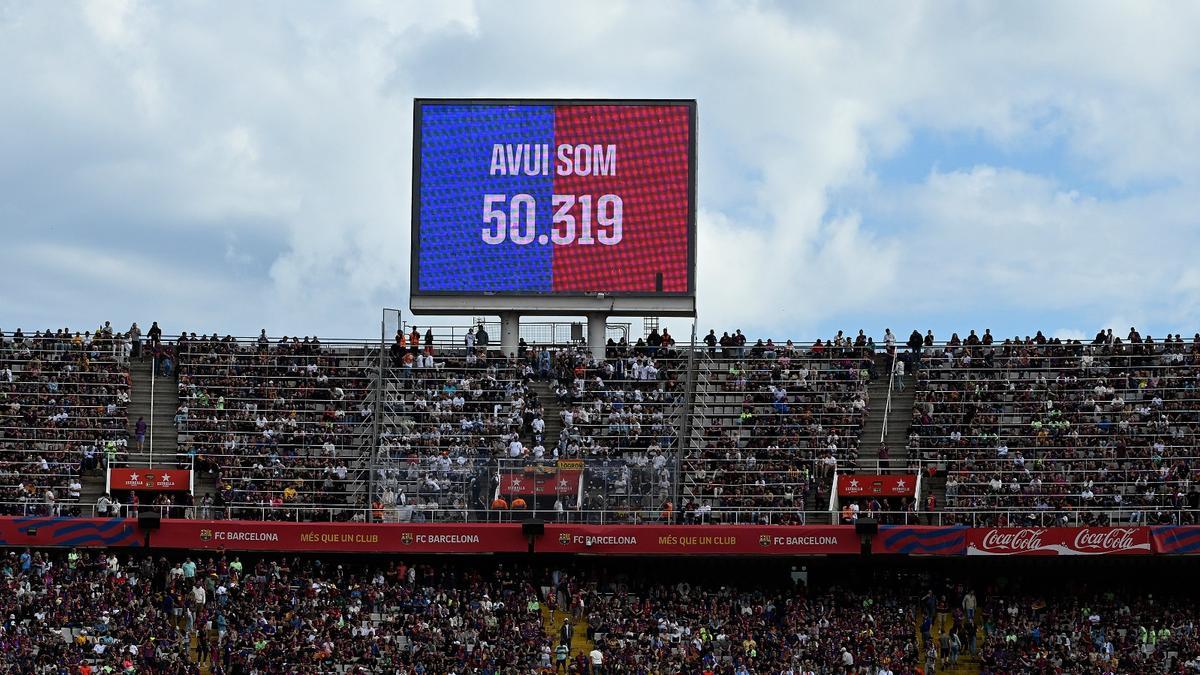 El marcador con la asistencia a Montjuïc.