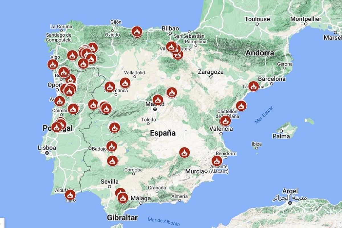 Estos son los incendios que deja la ola de calor en España