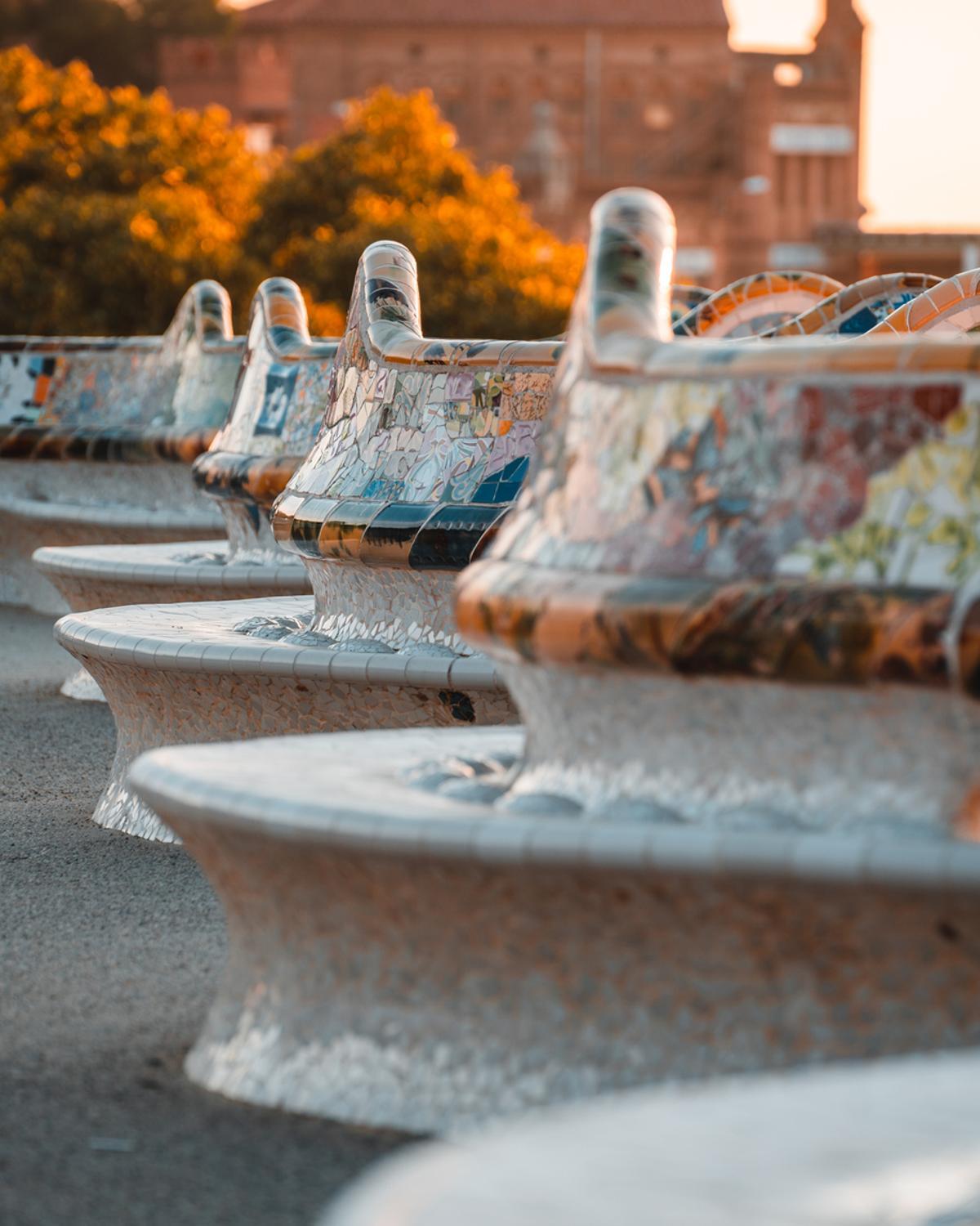 Barcelona al amanecer vista desde el parque Guell, Barcelona