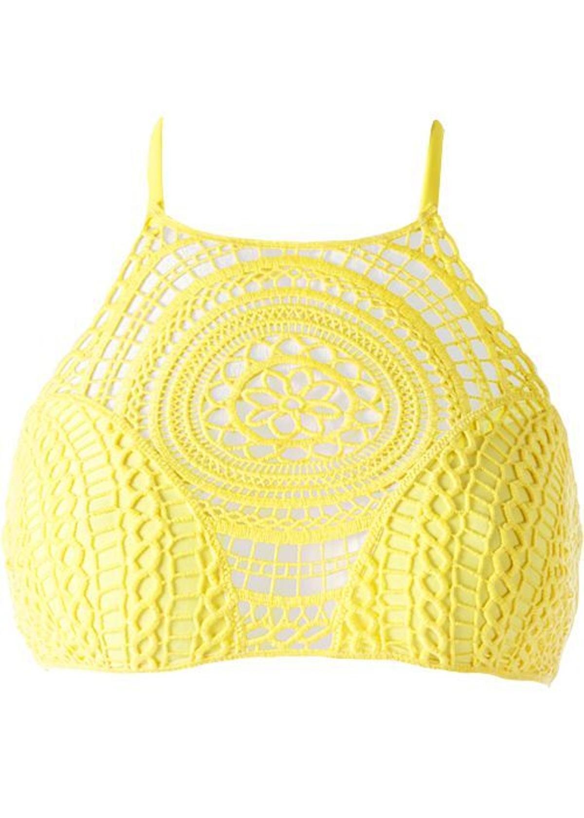 Top de bikini halter en color amarillo de Calzedonia (27,90€)