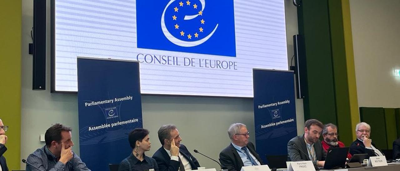 Javier, a la izquierda, ayer durante la comparecencia en la Asamblea Parlamentaria del Consejo de Europa