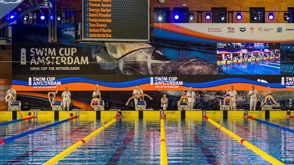 Aspecto general de la piscina en la Amsterdam Swim Cup.