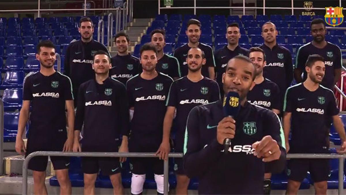 ¡Los jugadores del Barça Lassa cantan para llenar el Palau!