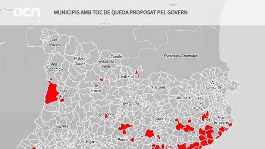 Mapa dels municipis afectats pel toc de queda que vol aplicar el Govern