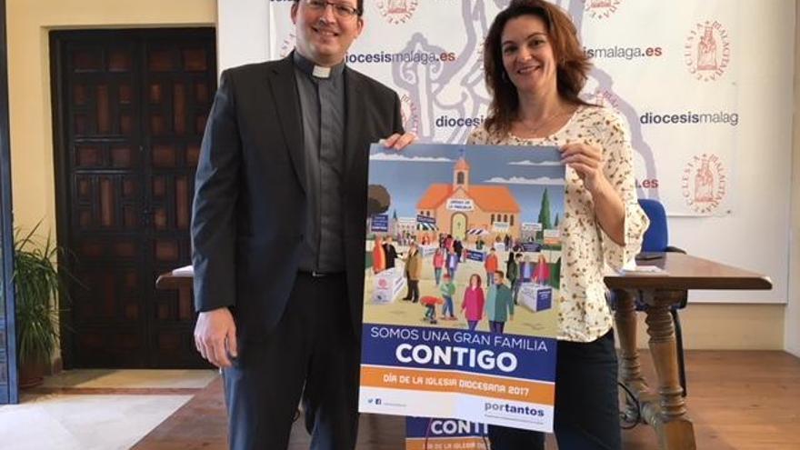 El económo diocesano, Guillermo Tejero, y la portavoz del Obispado, Ana María Medina, presentando la campaña.