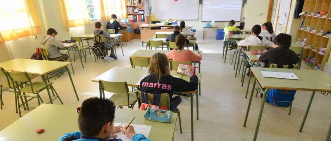 Alumnos de Poio en la evaluación de 3º de Primaria. // Gustavo Santos