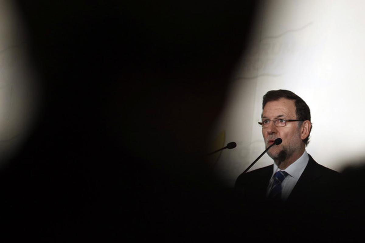 Mariano Rajoy, dilluns, durant un esmorzar informatiu a Madrid.