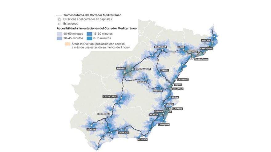 El 97 % de habitantes del corredor mediterráneo estará a menos de una hora de una estación de alta velocidad