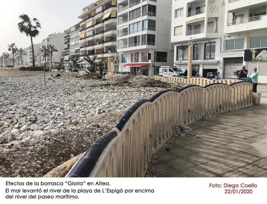 La borrasca Gloria pasó por Altea con vientos que llegaron a los 132 kilómetros por hora