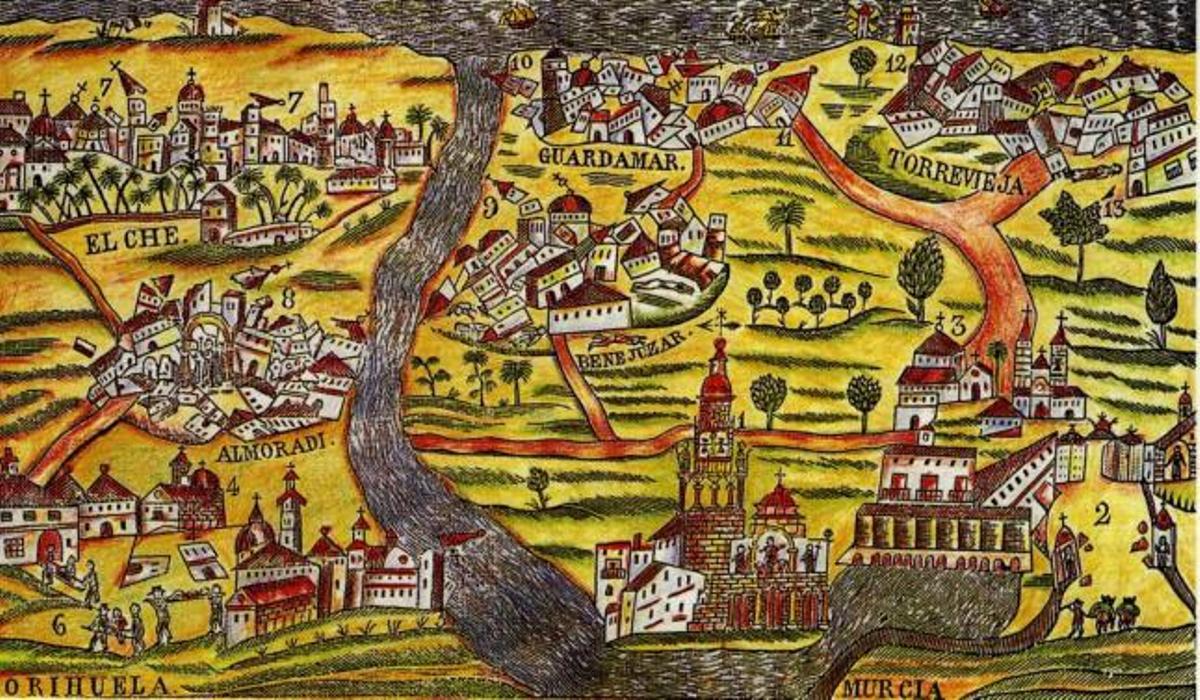 Panorámica geográfica de la zona afectada por el terremoto que señalaba el estado en que quedaron los distintos núcleos urbanos.