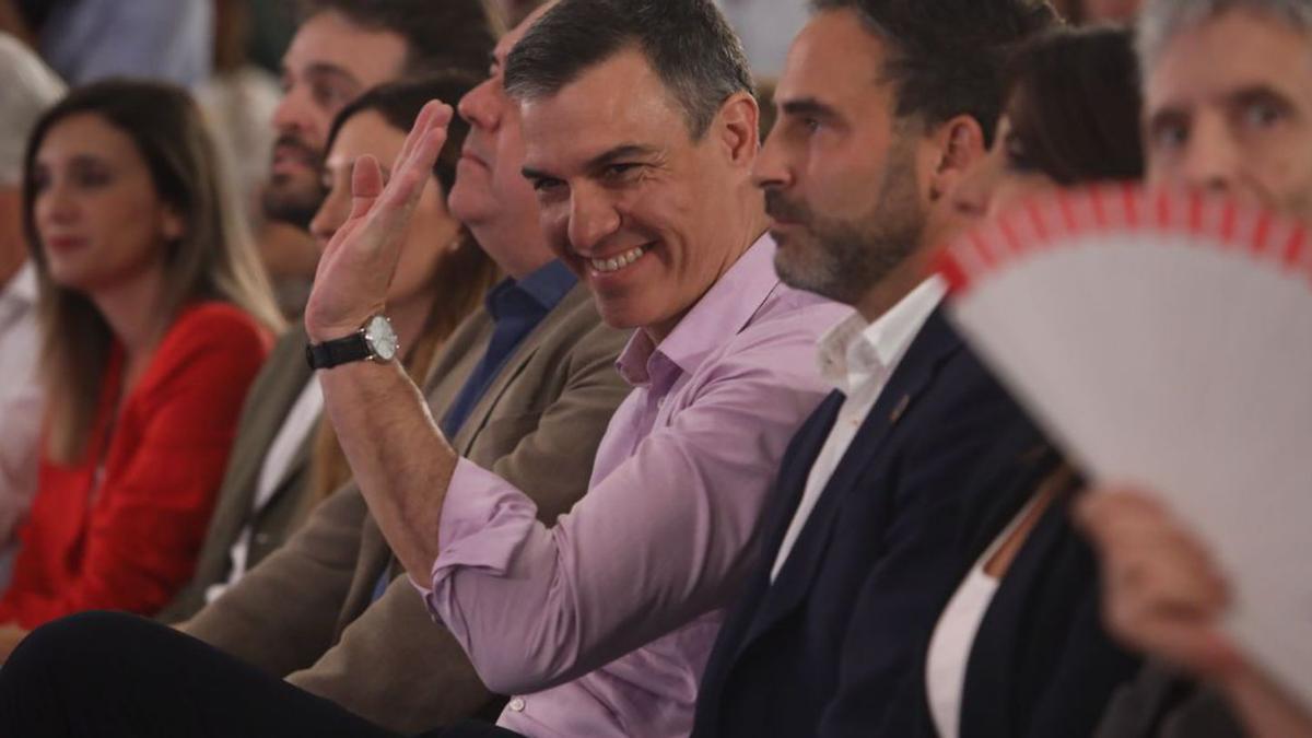Sánchez, durante el acto de campaña del PSOE de Málaga esta semana.
