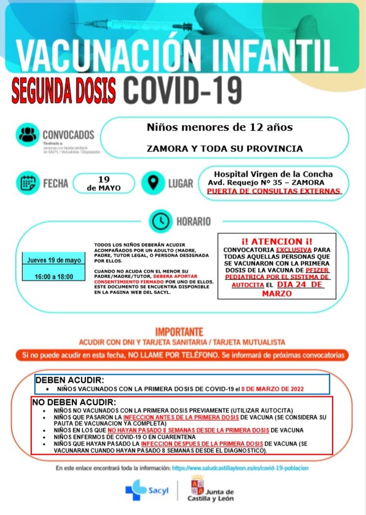 Cartel de vacunación en Zamora.