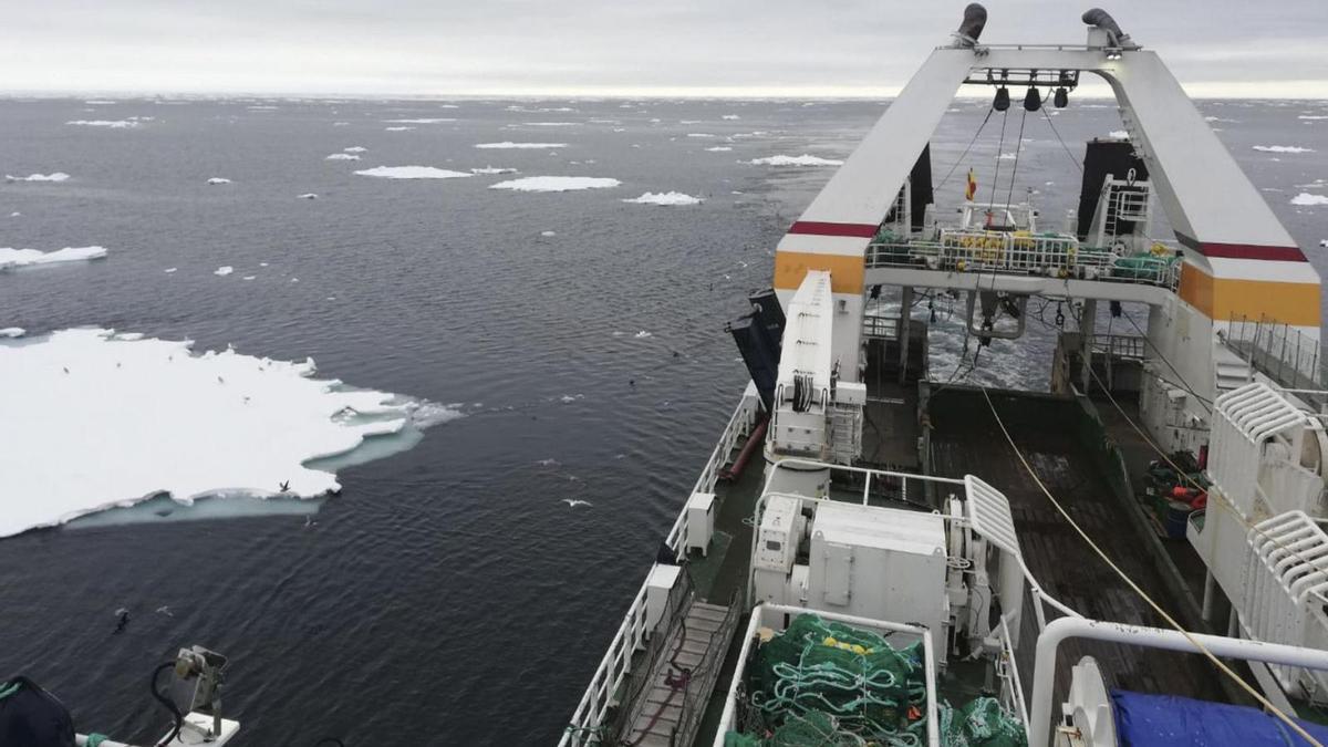 El buque Lodairo, faenando este año en aguas de  Svalbard.