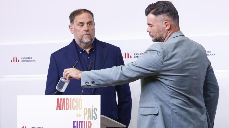 El presidente de ERC, Oriol Junqueras, y el líder en el Congreso, Gabriel Rufián, en una imagen reciente.
