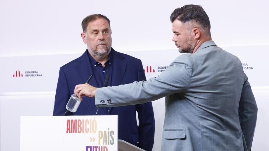 El president d’ERC, Oriol Junqueras, i el líder al Congrés, Gabriel Rufián, en una imatge recent
