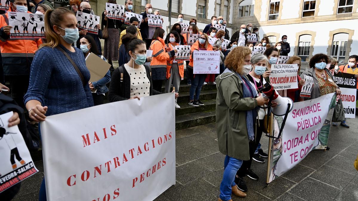 Una protesta del personal sanitario