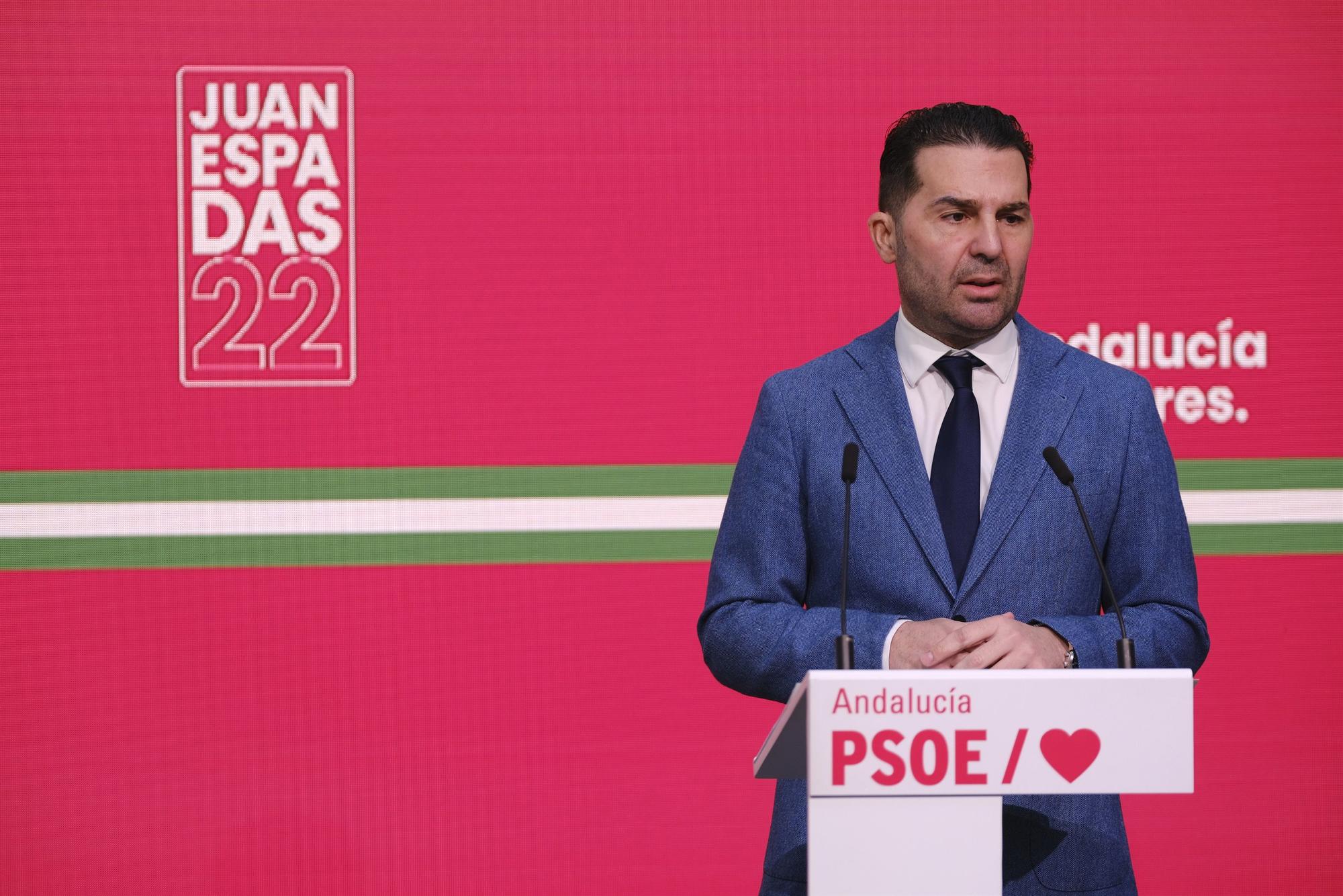 El secretario de Organización del PSOE-A, Noel López, en rueda de prensa en una foto de archivo.