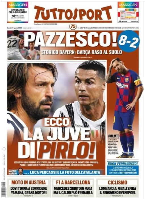 Portada TUTTOSPORT sábado 15 agosto 2020