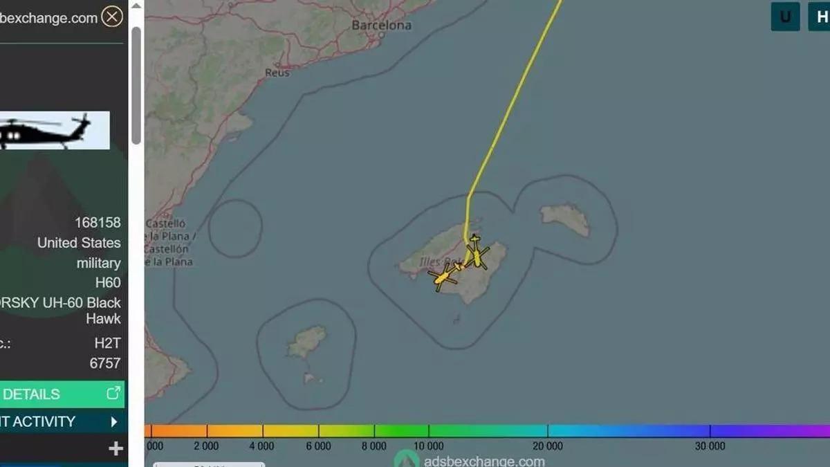 Los helicópteros norteamericanos, en una web de monitoreo de vuelos