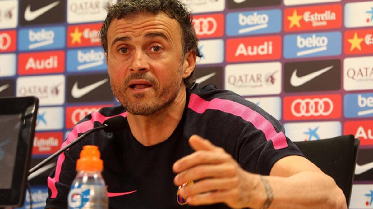 Luis Enrique, en un momento de la rueda de prensa celebrada este viernes en la Ciutat Esportiva Joan Gamper