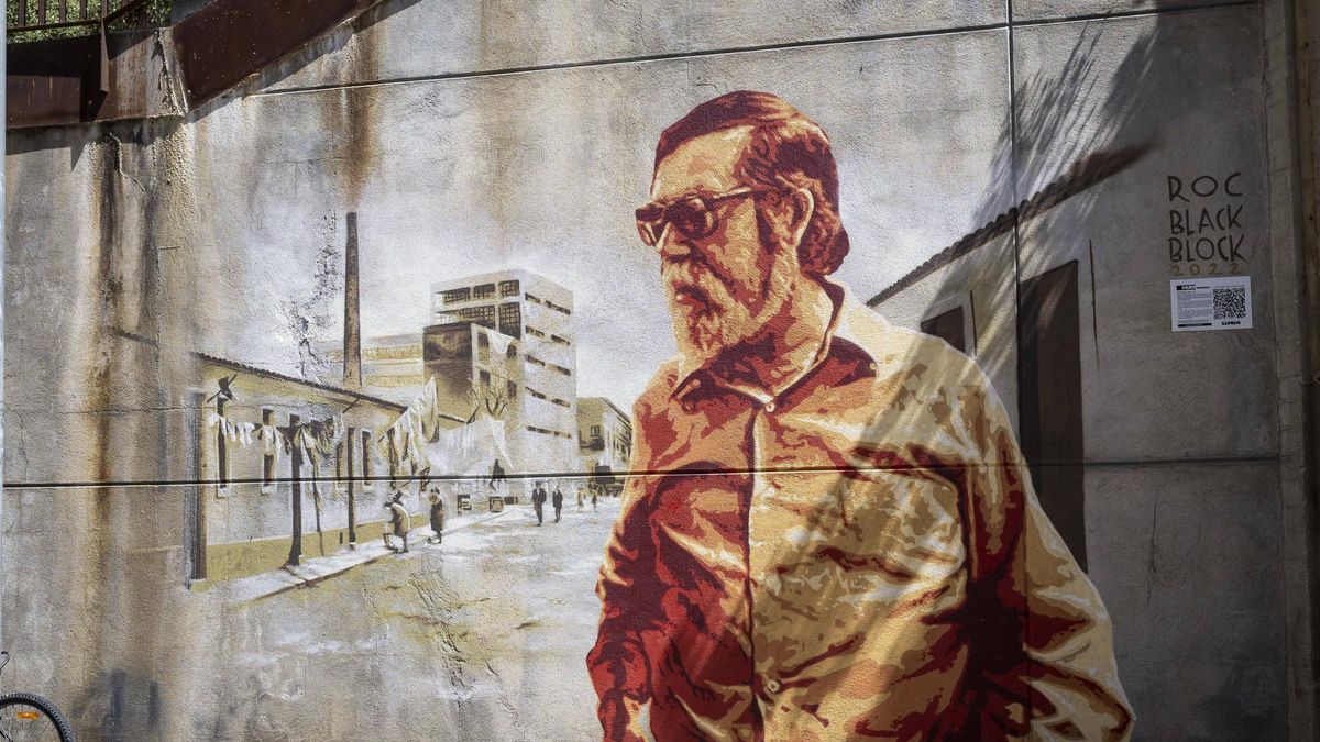 El mural de Francesc Candel pintado por Roc Blackblock, en la calle de la Muga