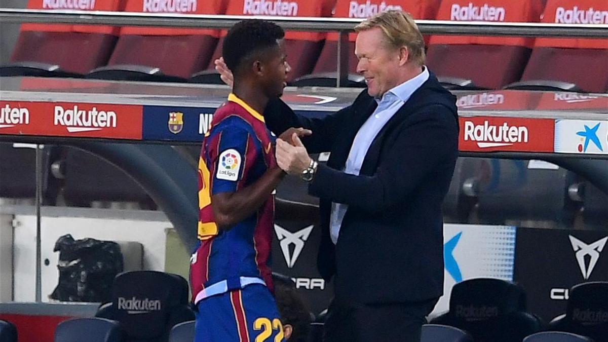 Koeman: Lo que están haciendo Ansu Fati y Pedri con su edad es fantástico