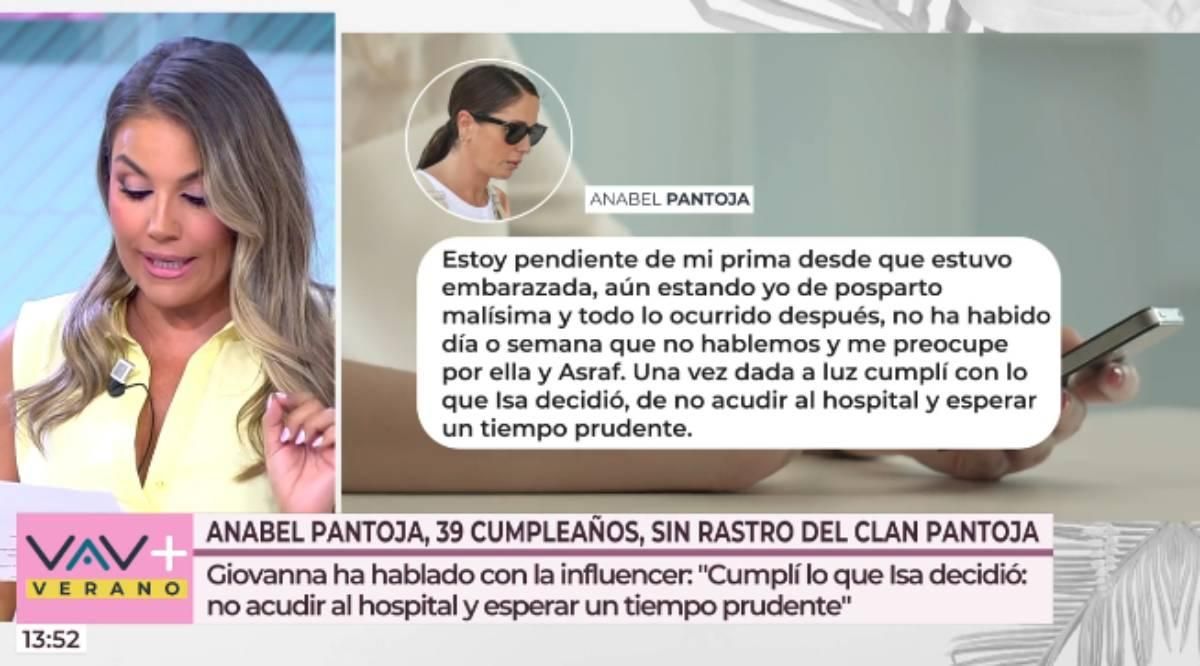Anabel Pantoja se ha pronunciado sobre la relación que mantiene actualmente con su prima