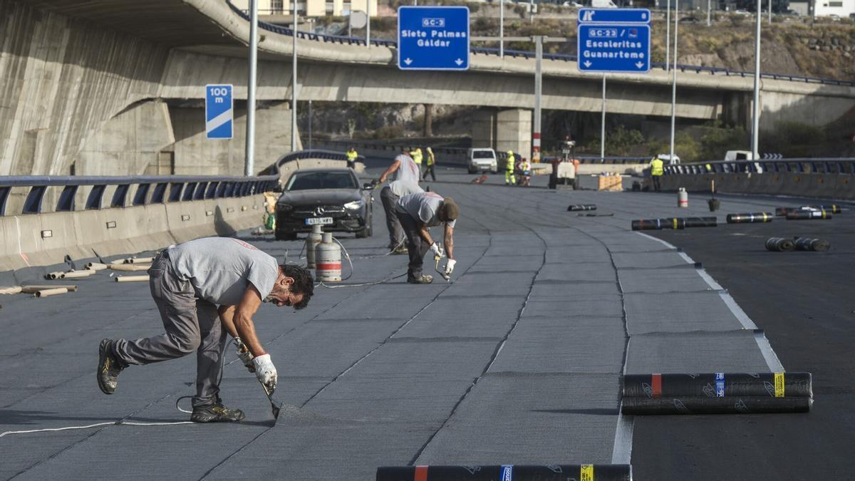 Así avanzan las obras del viaducto del Guiniguada de la GC-3